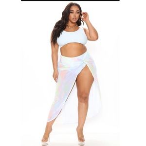 Tropical Club Side Twist Cover Up Skirt - Multi Color Size 1x NWT